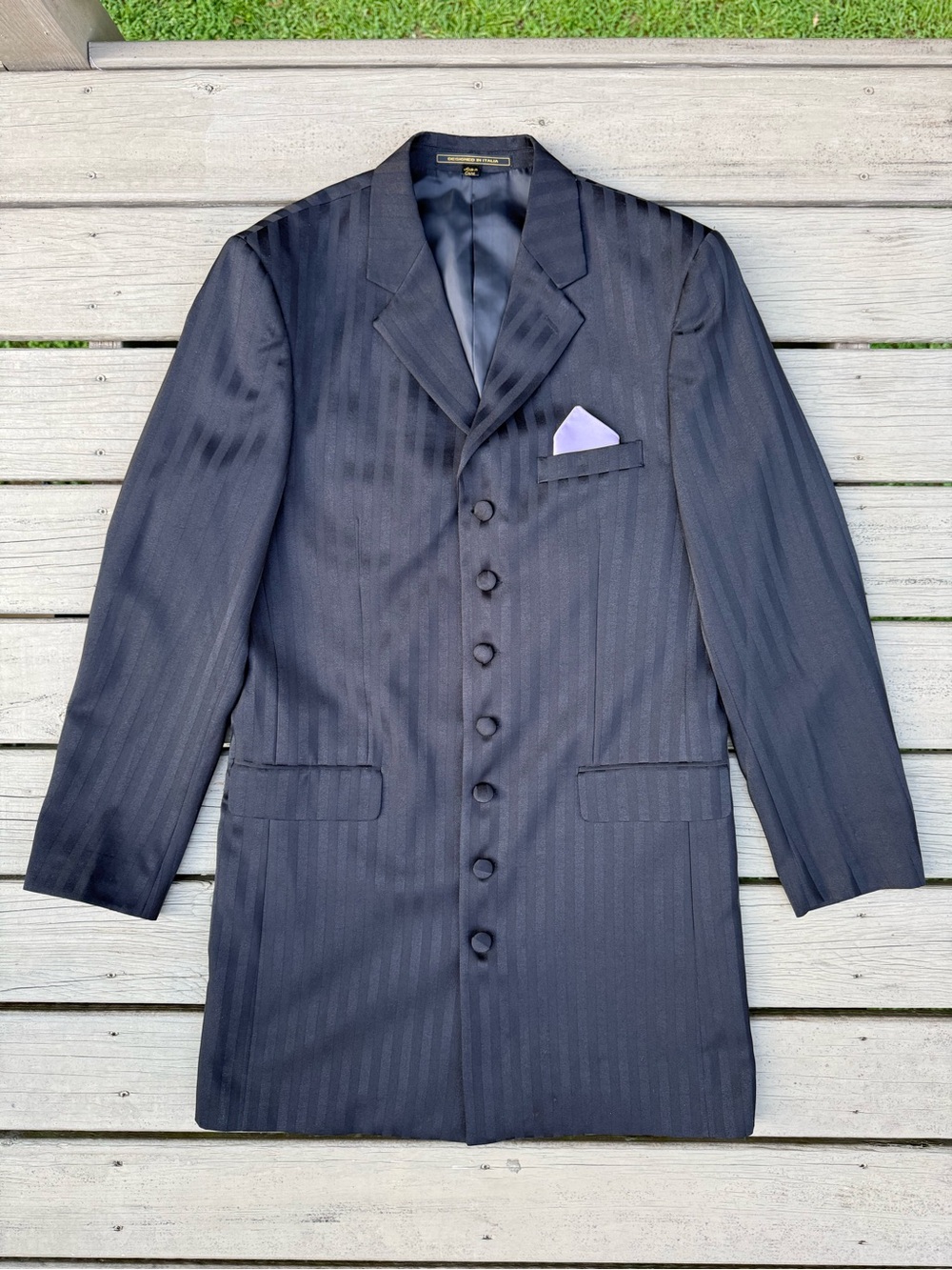 Boltini Uomo Three-Piece Pinstripe Suit in Dark black Vest Blazer Trousers 42 L - Picture 2 of 16